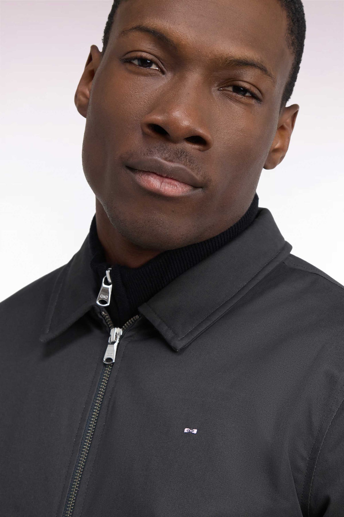 Straight cut khaki stretch cotton jacket