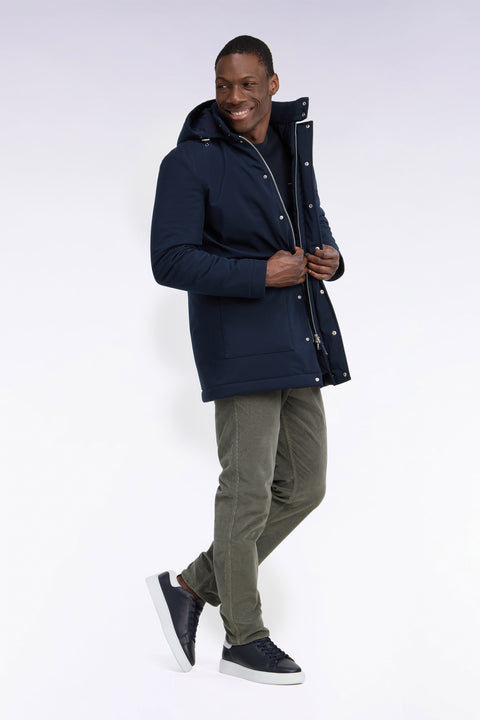 Navy brushed nylon parka - Image 1