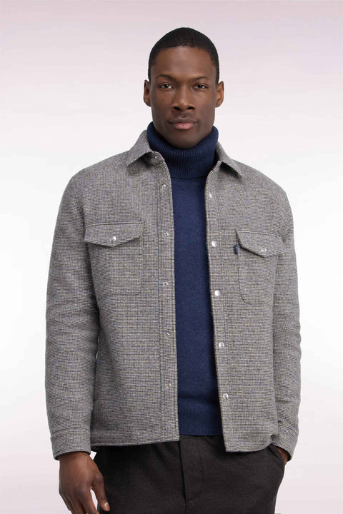 Beige houndstooth tweed wool overshirt - Image 3