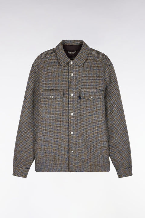 Beige houndstooth tweed wool overshirt - Image 2