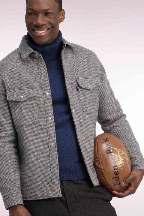 Beige houndstooth tweed wool overshirt - Image 1