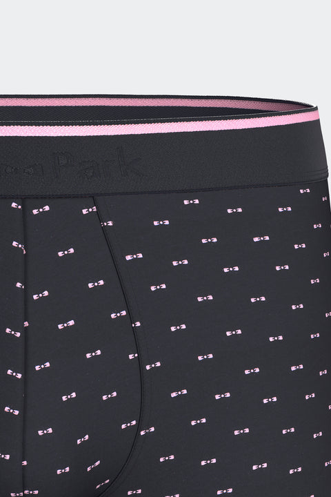 Boxer en coton stretch marine à micromotifs nœud papillon - Image 3