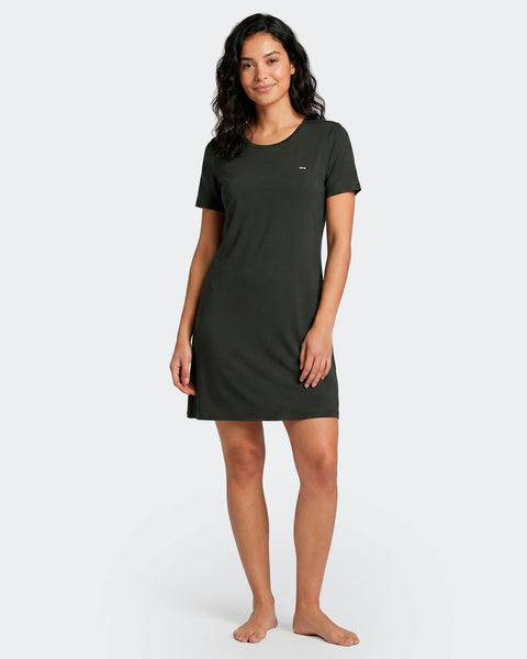 Plain nightie in black stretch Tencel - Image 1