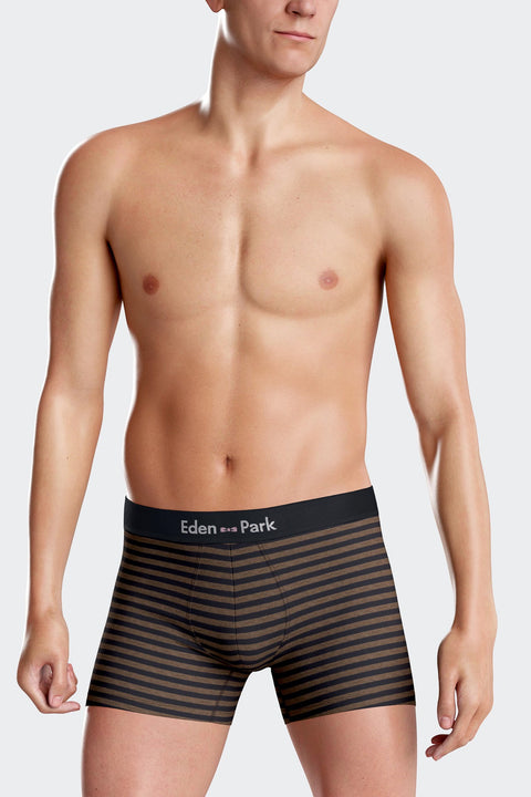 Set of 2 brown and striped stretch cotton boxers - Image 3