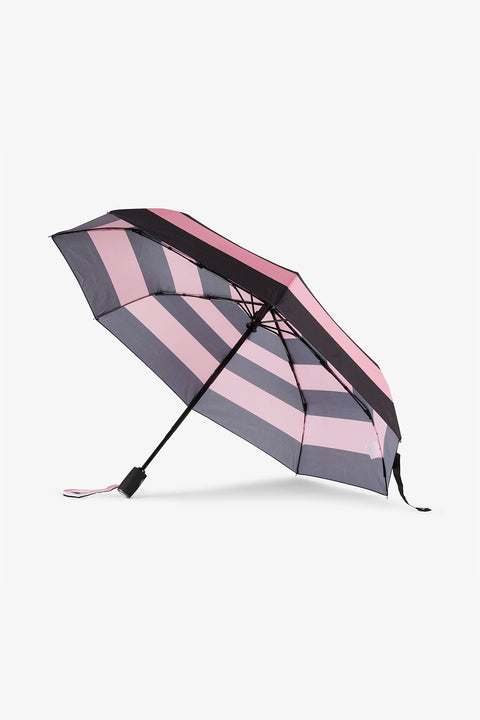 Pink folding umbrella with stripes - Image 3