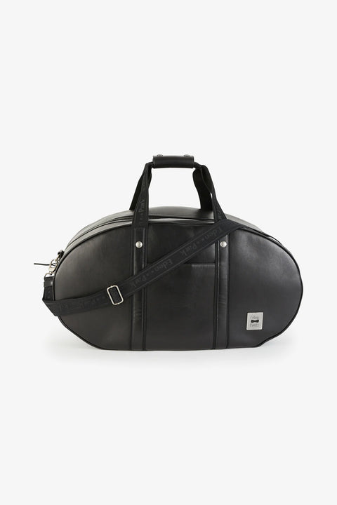 Black leather oval travel bag - Image 1