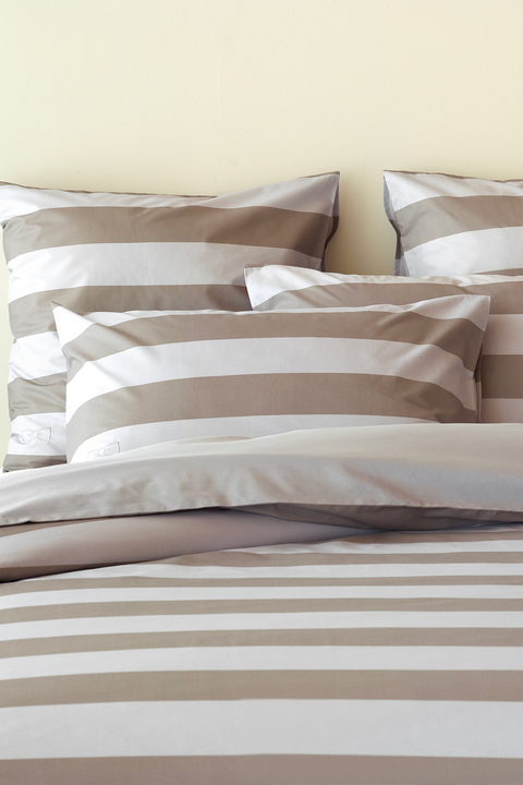 Duo of rectangular striped pillow case - beige - Image 1