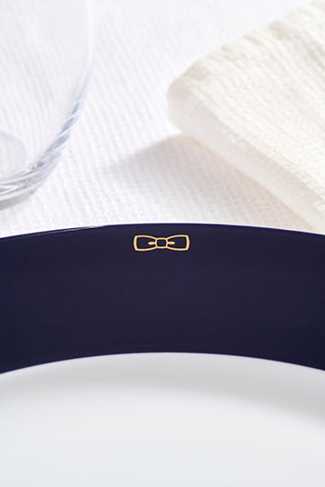 Set of 6 large navy plates in Limoges porcelain - Image 2