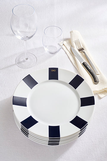 Set of 6 navy plates in Limoges porcelain - Image 3