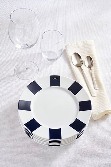 Set of 6 navy deep dessert plates in Limoges porcelain - Image 3