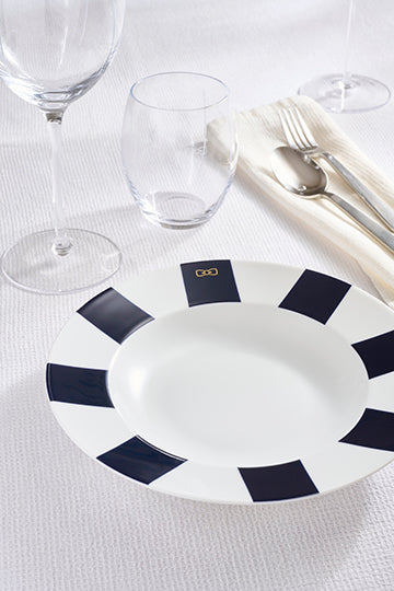 Set of 6 Limoges porcelain navy dessert plates