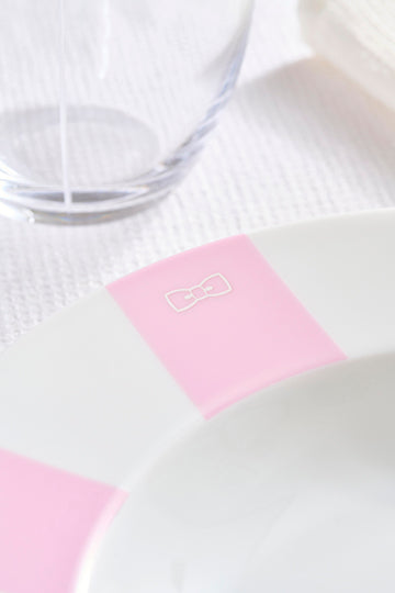 Set of 6 Limoges porcelain pink dessert plates