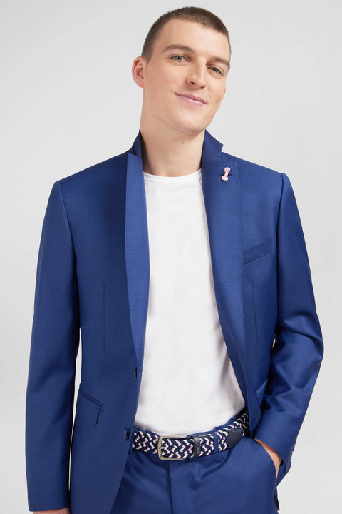 Slim-fit suit in blue wool - Image 2
