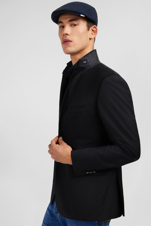 Slim fit black 100% wool blazer - Image 3