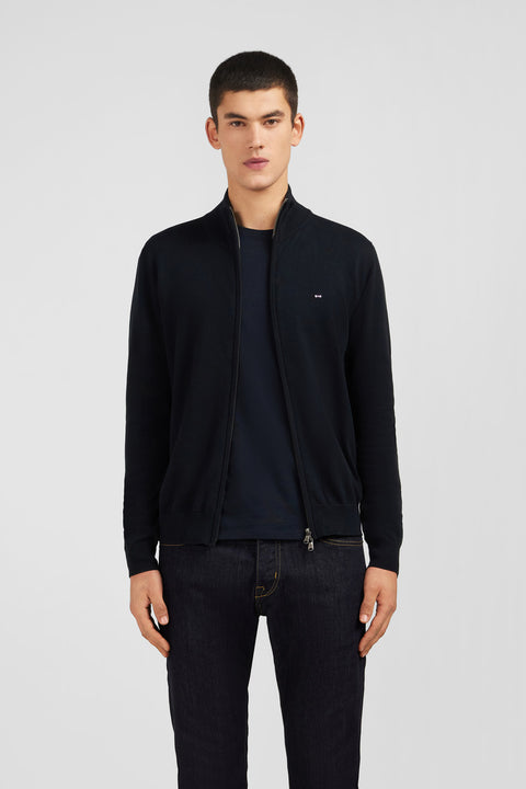 Black cotton cardigan with zipper - Image 3