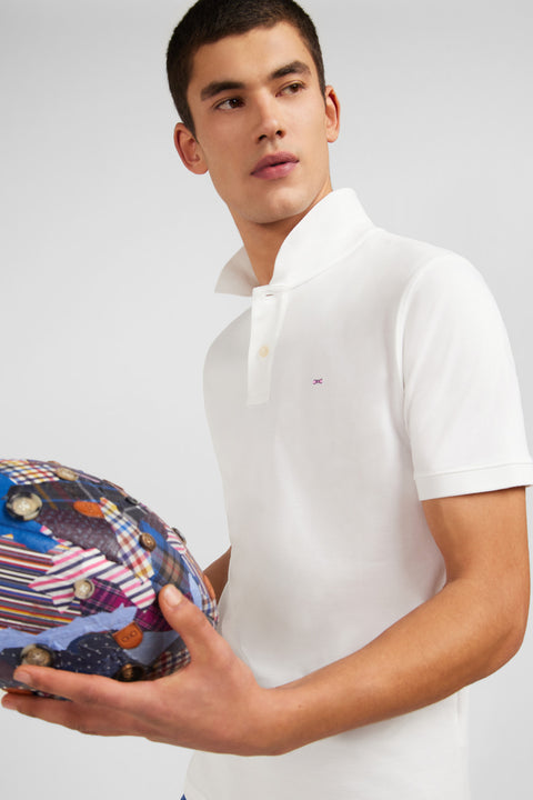 White stretch pima cotton polo - Image 3