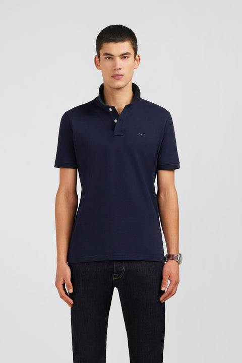 Navy blue stretch pima cotton polo - Image 1