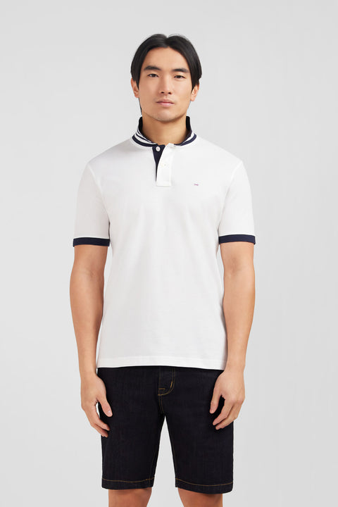 White pima cotton polo with contrasting accents - Image 1