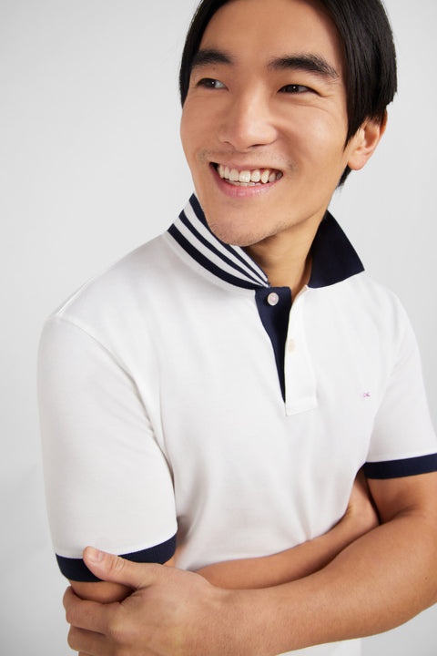 White pima cotton polo with contrasting accents - Image 3
