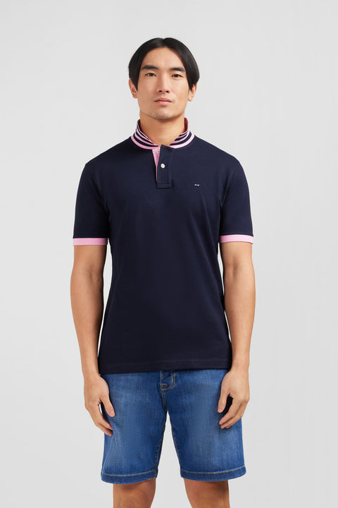 Navy blue pima cotton polo with contrasting accents - Image 1