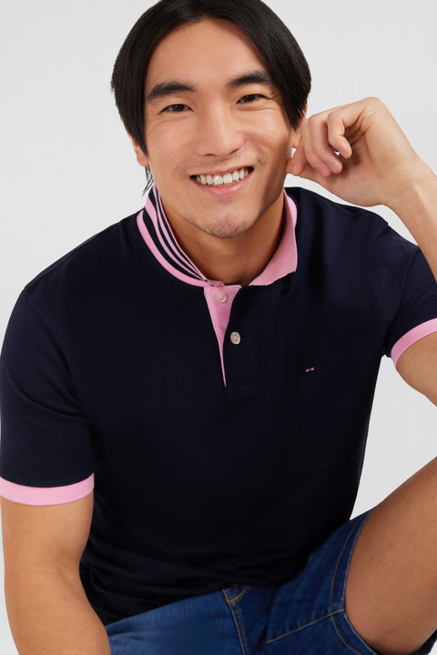 Navy blue pima cotton polo with contrasting accents - Image 3