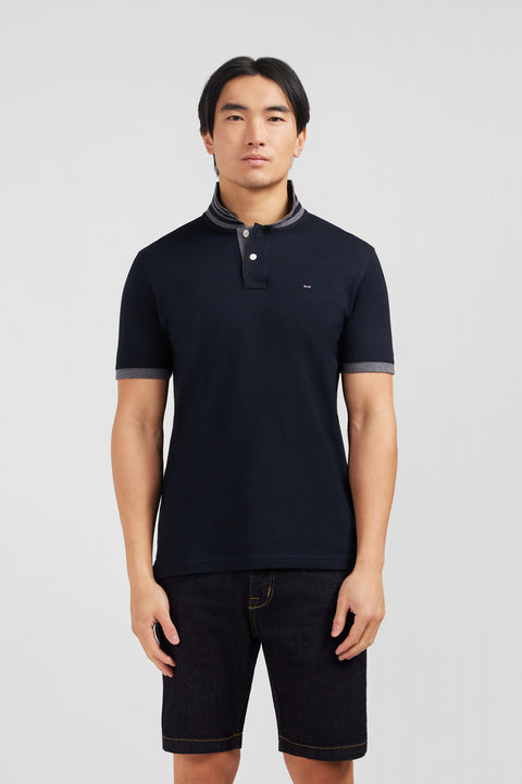 Black pima cotton polo with contrasting accents - Image 1