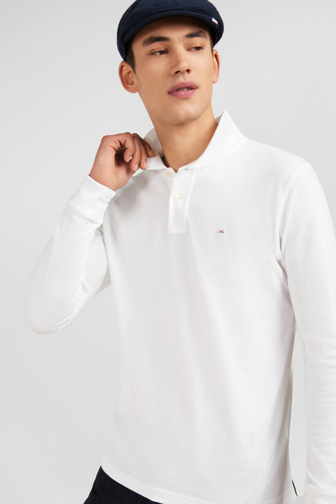 White cotton polo with contrasting neck - Image 3