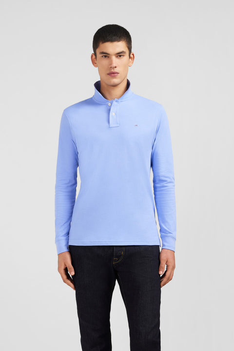 Light blue cotton polo with contrasting neck - Image 1
