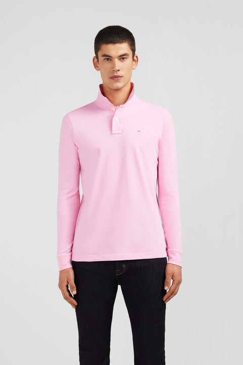 Pink cotton polo with contrasting neck - Image 1