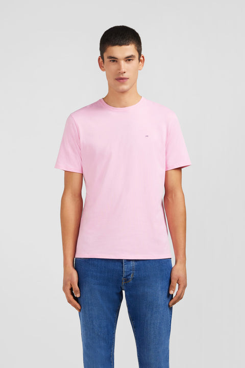 Crew neck pink pima cotton t-shirt - Image 3