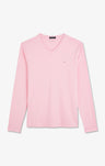 Long sleeved pink V neck t-shirt