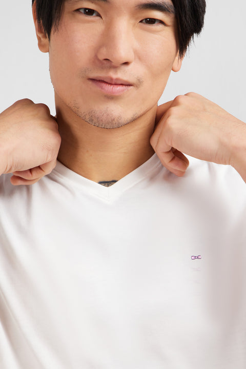 V-neck white light pima cotton t-shirt - Image 1