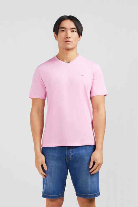 V-neck pink light pima cotton t-shirt - Image 3