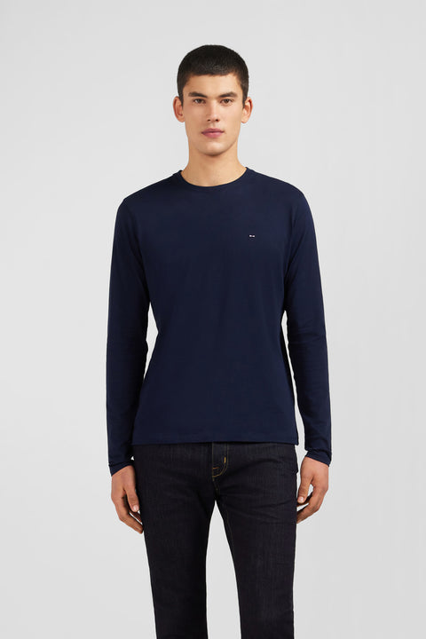 Long sleeved navy blue cotton t-shirt - Image 3