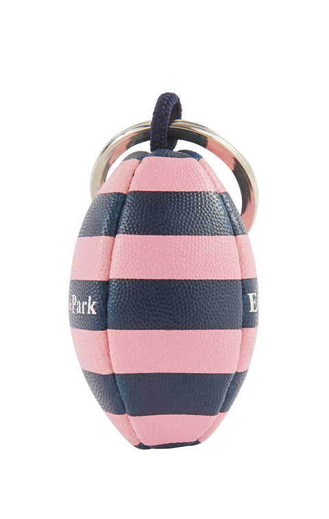 Rugby-striped rubber ball key ring - Image 2