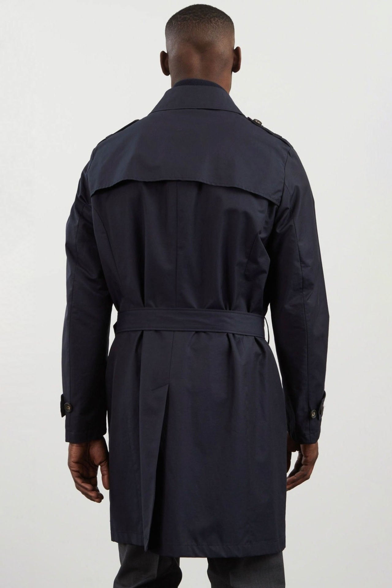 Navy blue waterproof trench coat