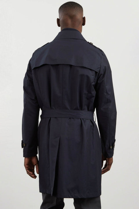Navy blue waterproof trench coat - Image 3