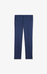 Regular blue wool pants with broken pleats