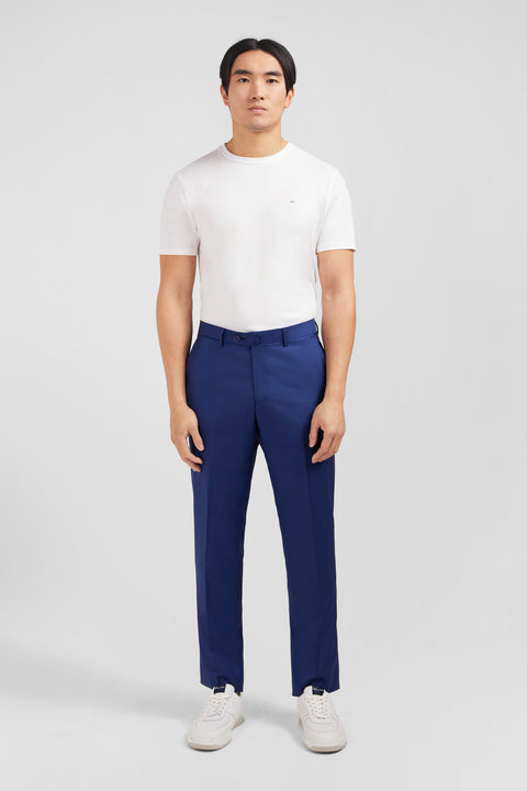 Regular blue wool pants with broken pleats - Image 1