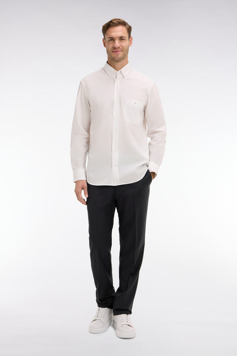 Regular dark grey wool trousers with broken fold - Image 3