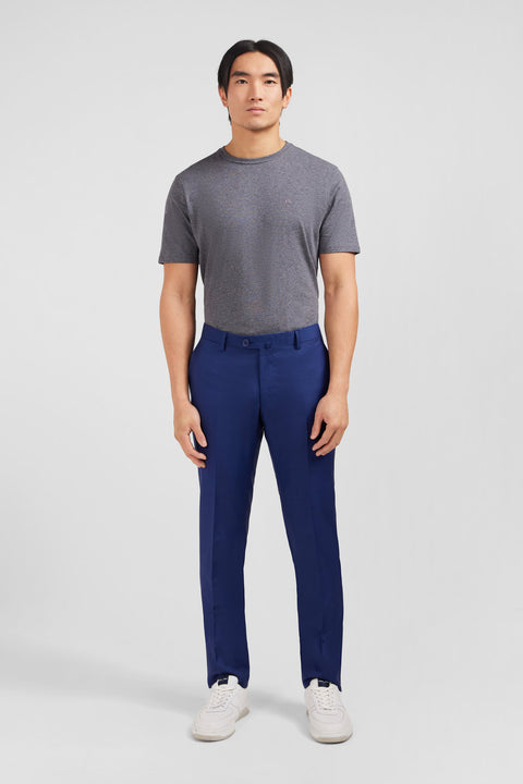 Slim blue wool trousers with broken fold - Image 1