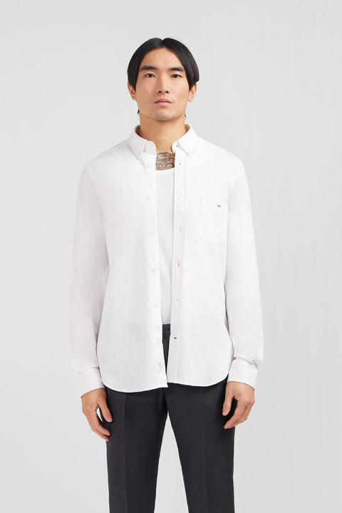 White cotton pinpoint shirt - Image 3