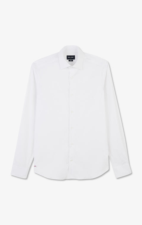 Slim-fit white shirt in stretch poplin - Image 2
