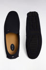 Navy blue suede leather loafers