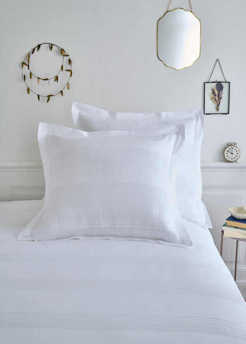 Set of square pillowcases in white cotton percale - Image 1