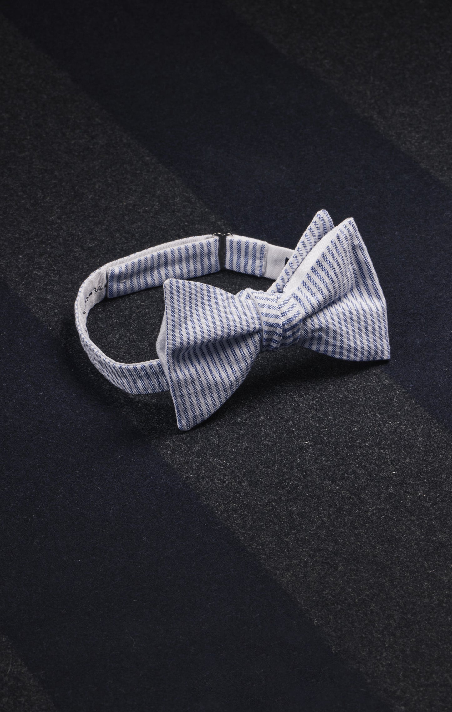 Pap'Atelier upcycled white and sky striped bow tie