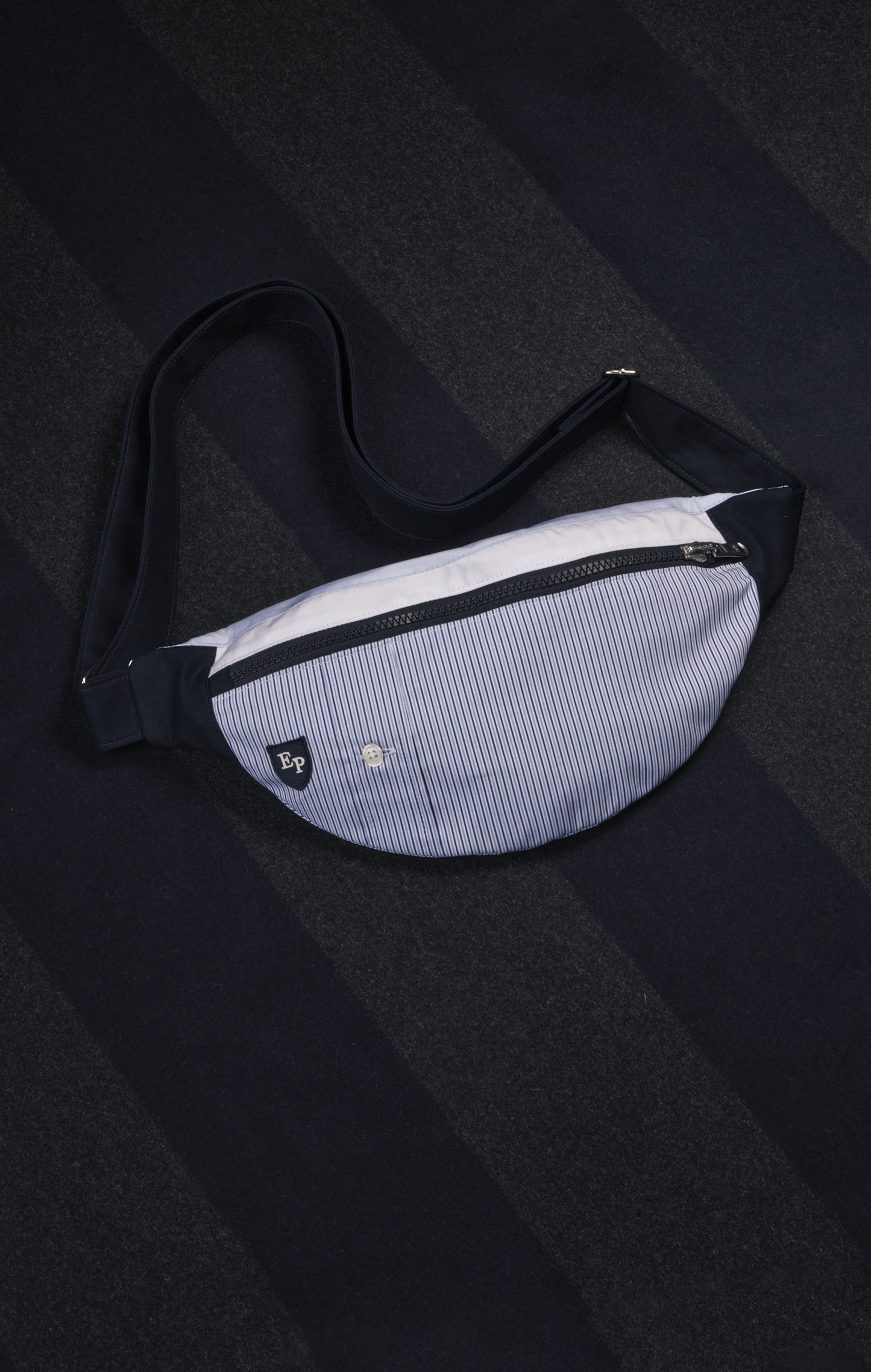 Pap'Atelier upcycled striped fabric fanny pack