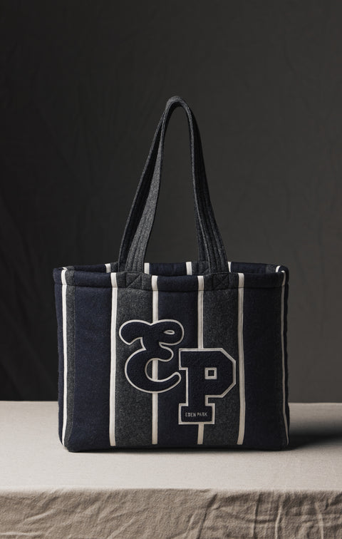 Sac cabas rayé upcyclé Pap'Atelier - Image 1