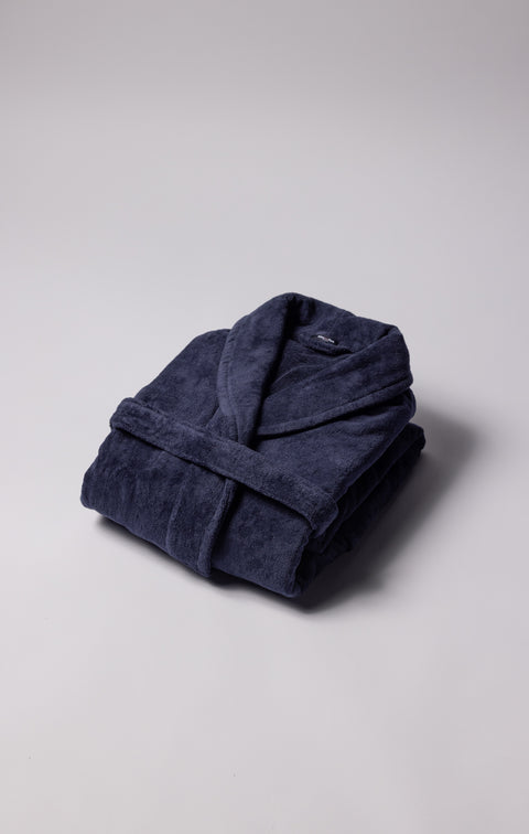 Embroidered navy cotton terry bathrobe - A SHOOTER - Image 1