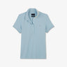 Light blue polo in Pima cotton pique, with striped collar